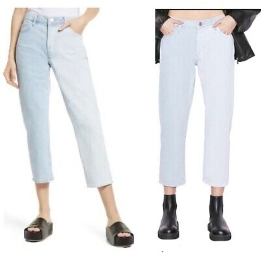 NEW FRAME Le Slouch Crop Split Screen Denim Jeans Size 26